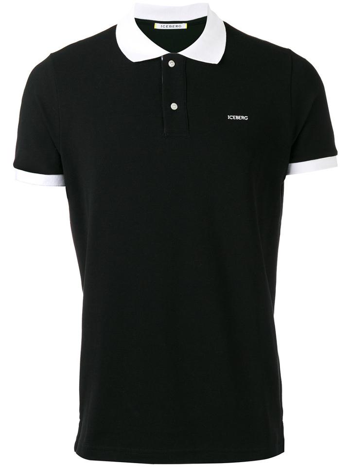 Iceberg Rear Print Polo Shirt, Men's, Size: Xl, Black, Cotton