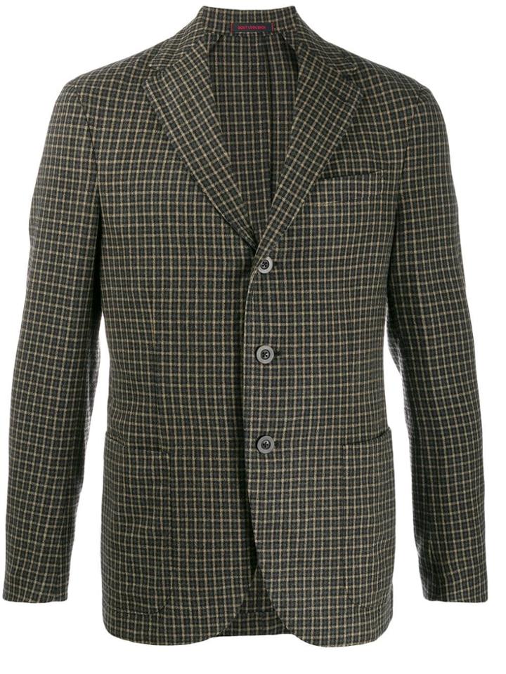 The Gigi Single-breasted Checked Blazer - Green