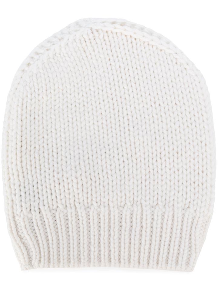 Eleventy Ribbed Trim Beanie - White