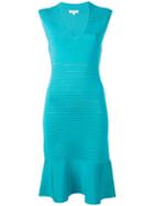 Michael Michael Kors Ribbed Trim Fitted Dress, Women's, Size: Medium, Green, Viscose/polyamide/spandex/elastane