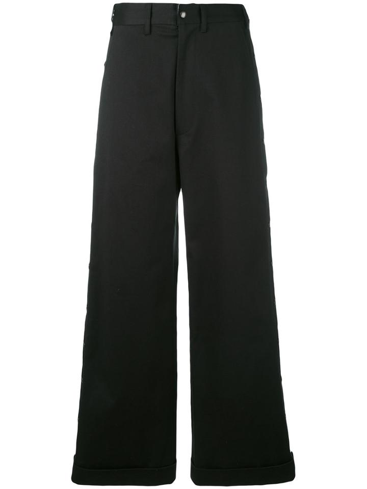 Faith Connexion - Buttoned Wide-leg Trousers - Women - Cotton/spandex/elastane - Xs, Black, Cotton/spandex/elastane