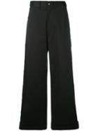 Faith Connexion - Buttoned Wide-leg Trousers - Women - Cotton/spandex/elastane - Xs, Black, Cotton/spandex/elastane