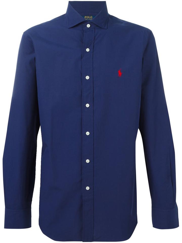 Polo Ralph Lauren Logo Embroidered Shirt, Men's, Size: Large, Blue, Cotton