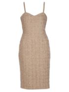 Guy Laroche Vintage Sleeveless Dress, Women's, Size: 40, Nude/neutrals, Silk/acrylic/polyamide/metal (other)