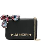 Love Moschino Branded Scarf Shoulder Bag - Black