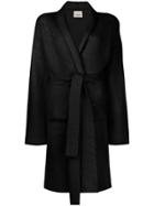 Laneus Belted Cardigan Coat - Black