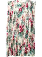 Junya Watanabe Floral Print Pleated Skirt - White