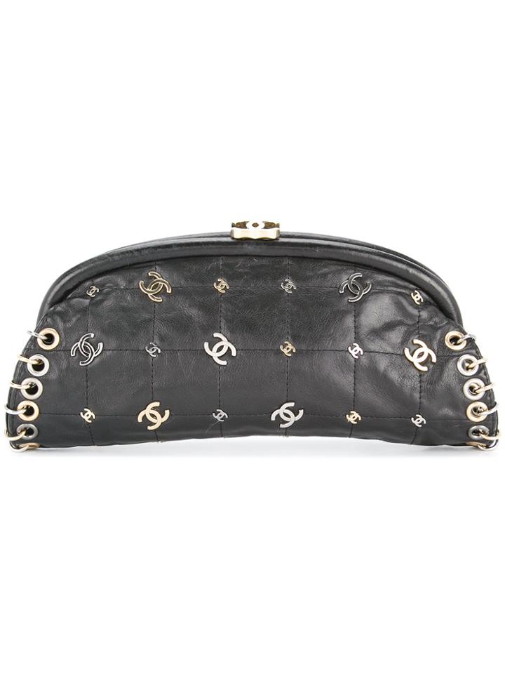 Chanel Vintage Logos Chocolate Bar Clutch - Black
