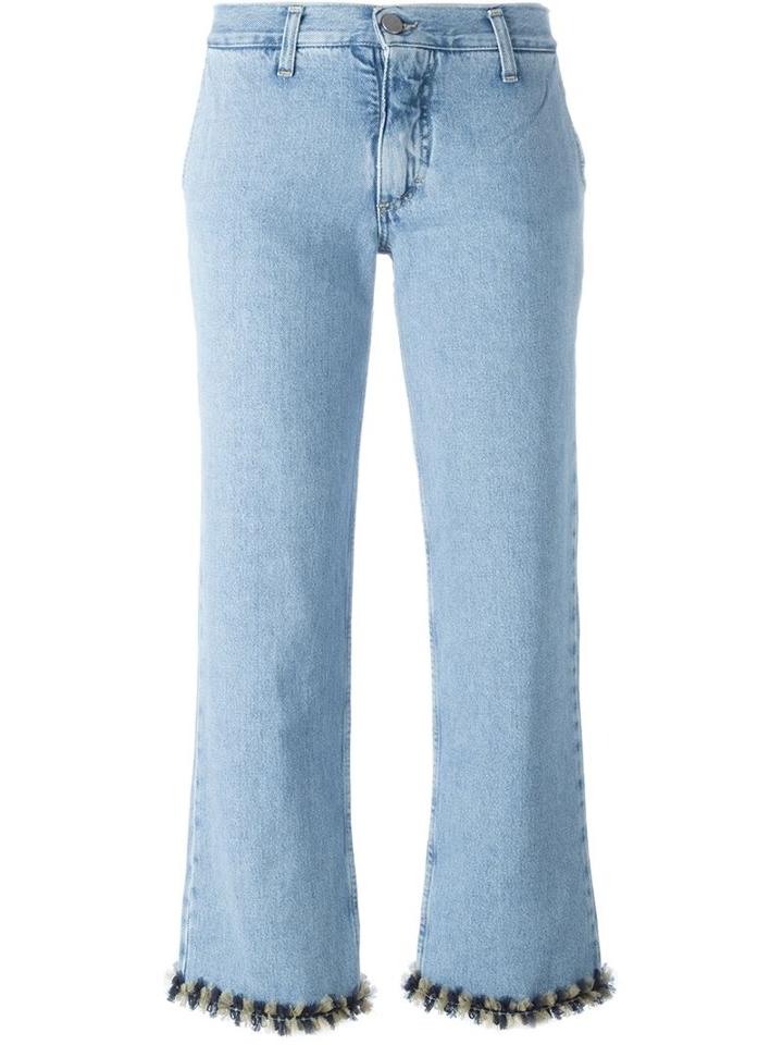 Jour/né Tulle Trim Cropped Jeans, Women's, Size: 38, Blue, Cotton