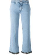 Jour/né Tulle Trim Cropped Jeans, Women's, Size: 38, Blue, Cotton