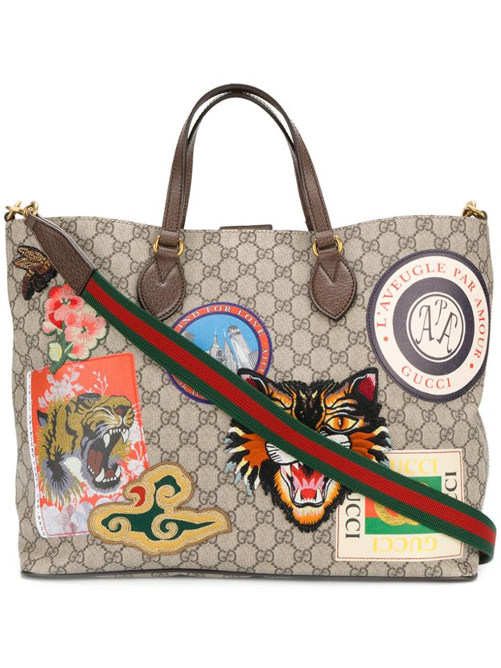 Gucci Courrier Soft Gg Supreme Tote - Brown