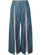 Maison Mihara Yasuhiro Flared Floral Panelled Trousers - Blue