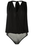 Andrea Marques V Neck Bodysuit, Women's, Size: 42, Black, Silk