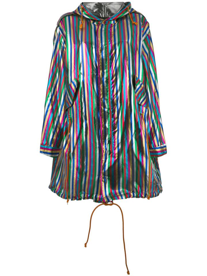 Michel Klein - Metallic (grey) Stripe Parka - Women - Lurex/nylon - 40, Lurex/nylon