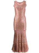 Alexander Mcqueen Laddered Knit Midi Dress - Pink