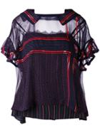 Sacai - Ruffle Layer Blouse - Women - Nylon/polyester/cupro - 2, Blue, Nylon/polyester/cupro