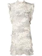 Red Valentino Star Print Ruffle Trim Dress - Grey