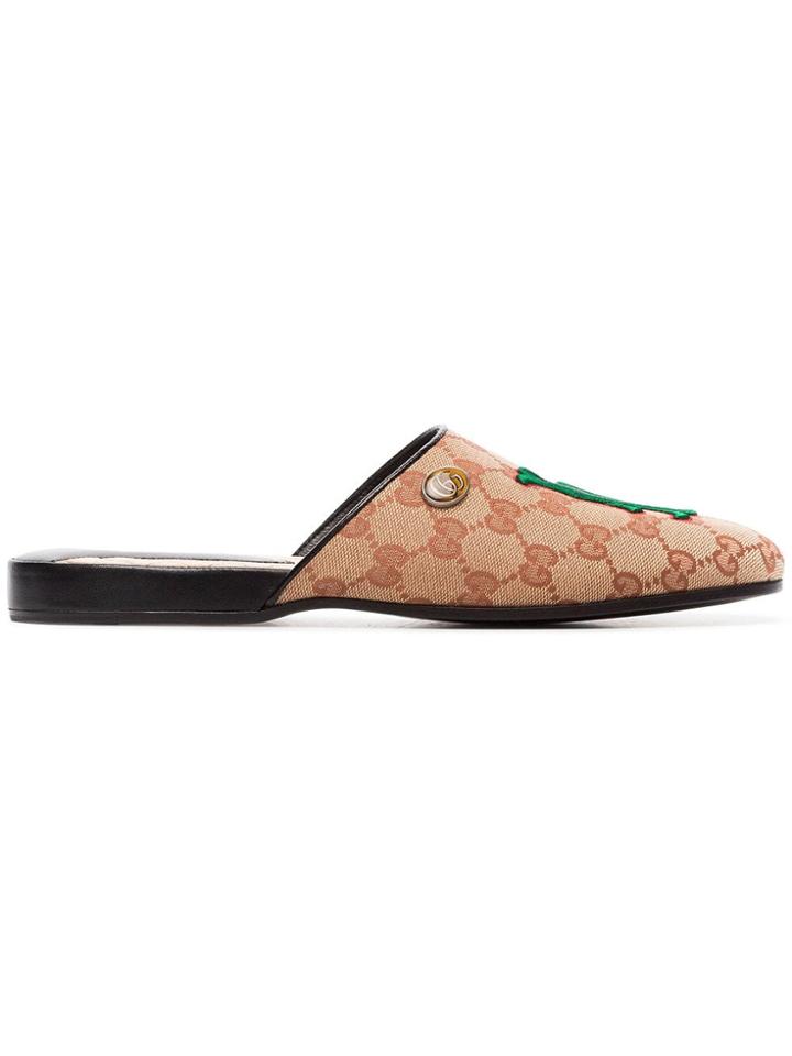 Gucci Gg Logo Mules - Neutrals