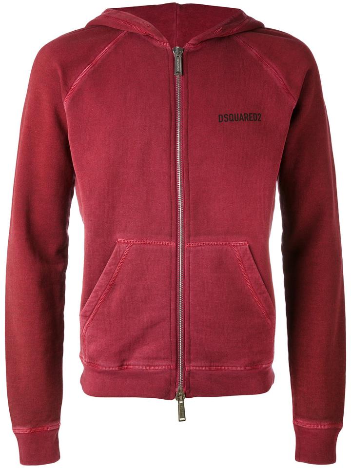 Dsquared2 - Zipped Hoodie - Men - Cotton - 48, Red, Cotton