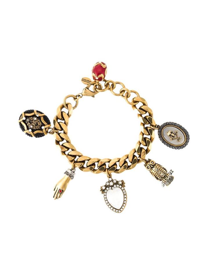 Alexander Mcqueen Charm Bracelet, Women's, Metallic, Brass