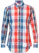Thom Browne Long Sleeve Button Down Shirt In Large Red And Blue Check