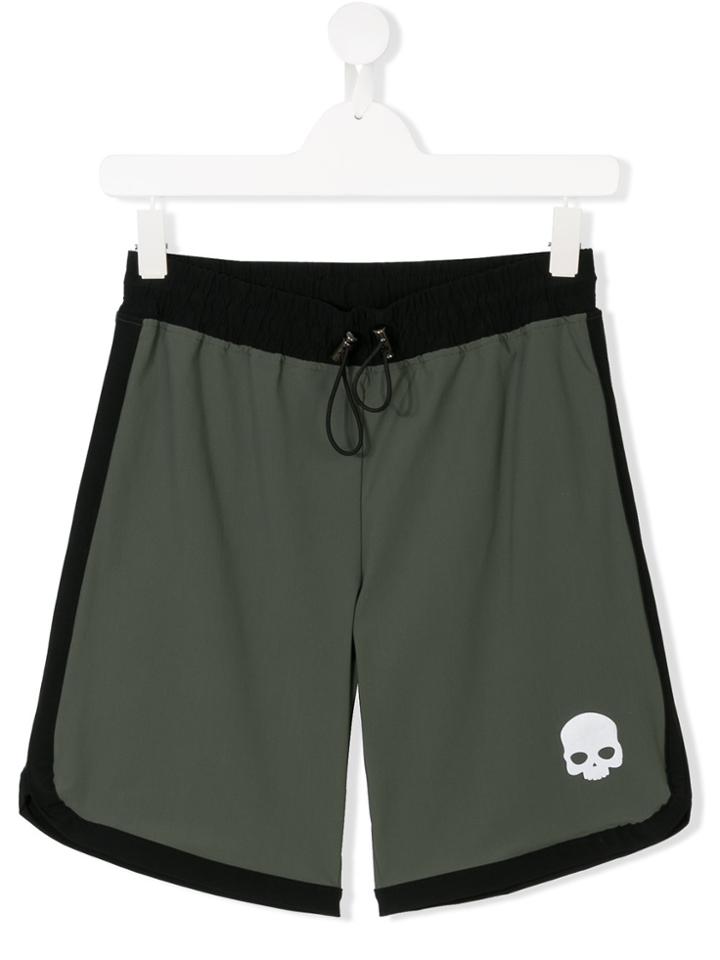 Hydrogen Kids Teen Skull Patch Two-tone Shorts - Green