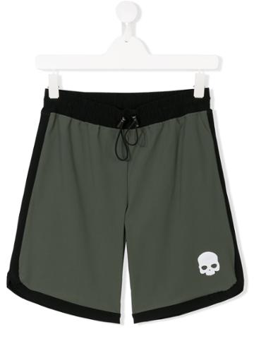 Hydrogen Kids Teen Skull Patch Two-tone Shorts - Green