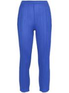 Pleats Please By Issey Miyake Pleated Slim Cropped Trousers - Blue