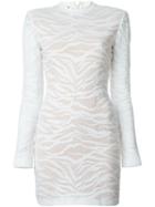 Balmain Zebra Jacquard Dress, Women's, Size: 36, White, Polyamide/polyester/spandex/elastane/viscose