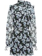 Miu Miu Poppy-print Silk-chiffon Dress - Black
