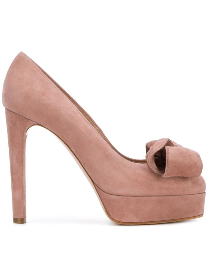 Casadei Bow Detail Platform Pumps - Pink & Purple