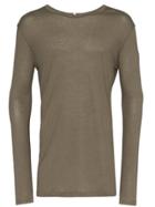 Lot78 Khaki Green Long Sleeve Cashmere Blend T Shirt