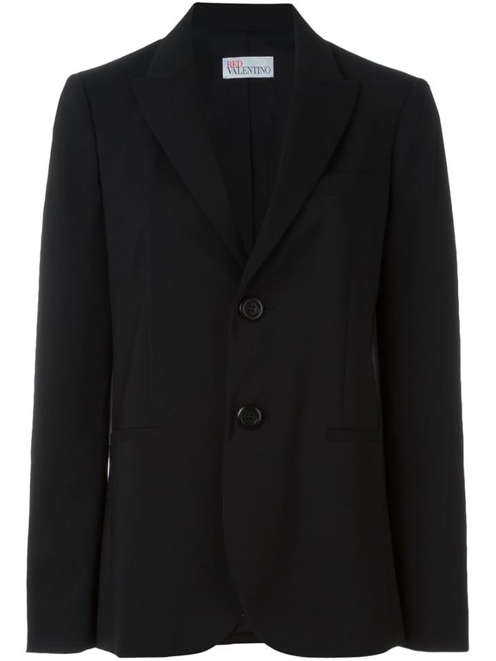 Red Valentino Button Blazer, Women's, Size: 42, Black, Polyester/spandex/elastane/acetate/virgin Wool