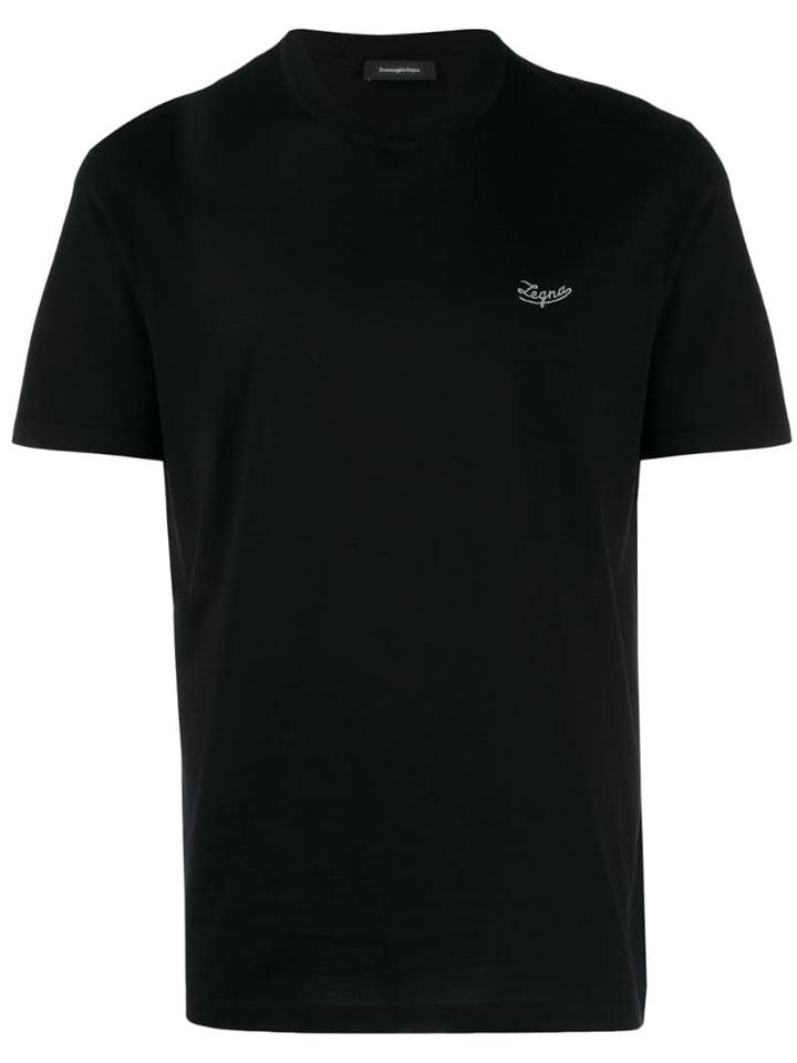 Ermenegildo Zegna Embroidered Logo T-shirt - Black