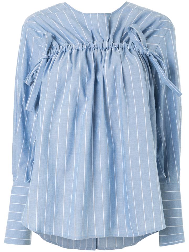 Rejina Pyo Drawstring Striped Shirt - Blue