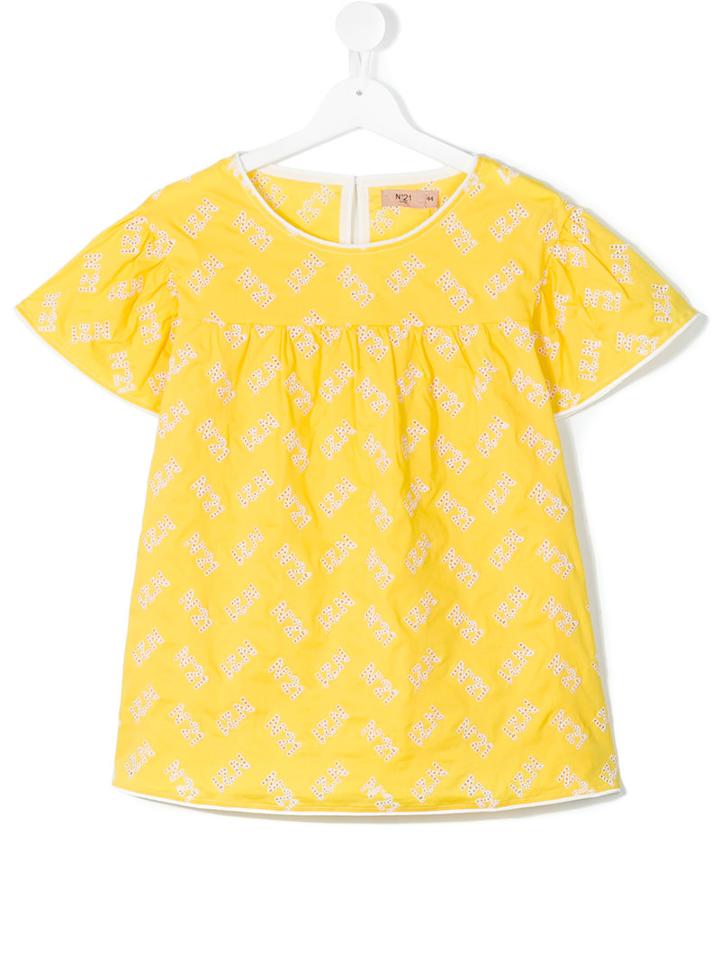 No21 Kids - Flared T-shirt - Kids - Cotton/spandex/elastane - 14 Yrs, Yellow/orange