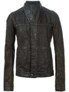 Rick Owens Drkshdw Asymmetric Funnel Collar Jacket, Men's, Size: Small, Black, Cotton/calf Leather/polyamide