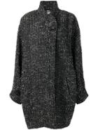 Fendi Vintage Tweed Wrap Coat - Black
