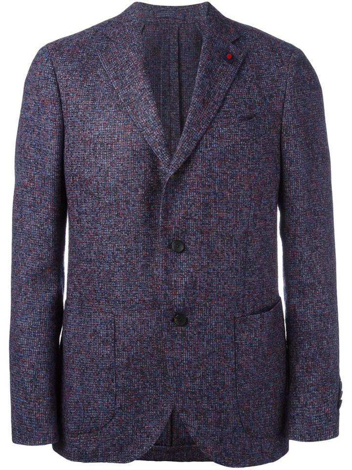 Lardini Woven Single Breasted Blazer, Men's, Size: 52, Blue, Polyamide/wool/alpaca