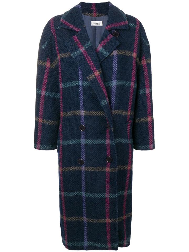Missoni Vintage Checked Coat - Blue
