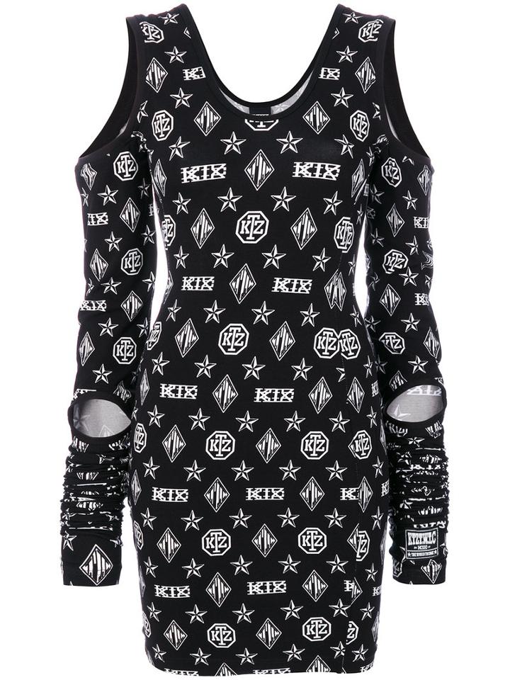 Ktz - Logo Embroidered Dress - Women - Spandex/elastane/rayon - M, Black, Spandex/elastane/rayon