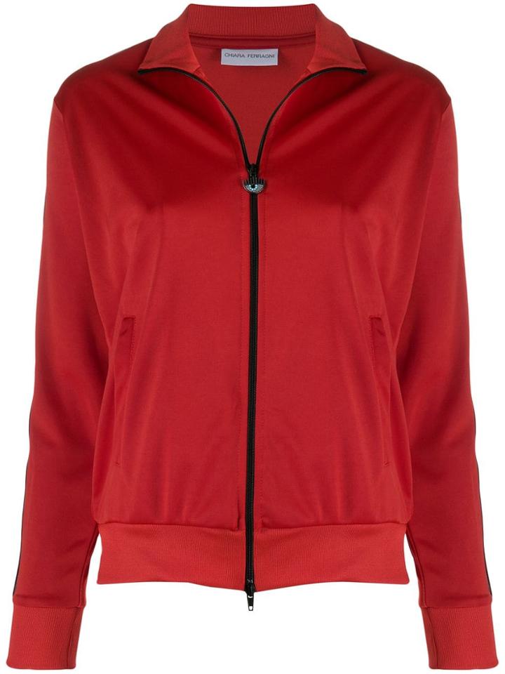 Chiara Ferragni Rosso Zipped Cardigan - Red