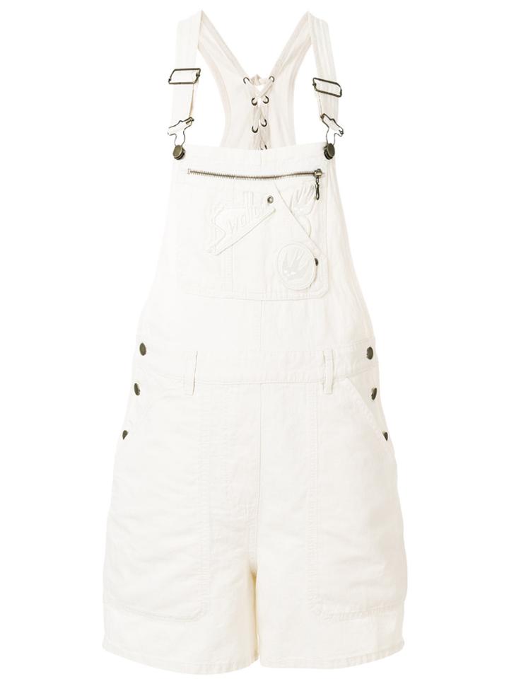 Mcq Alexander Mcqueen Swallow Badge Dungarees - White