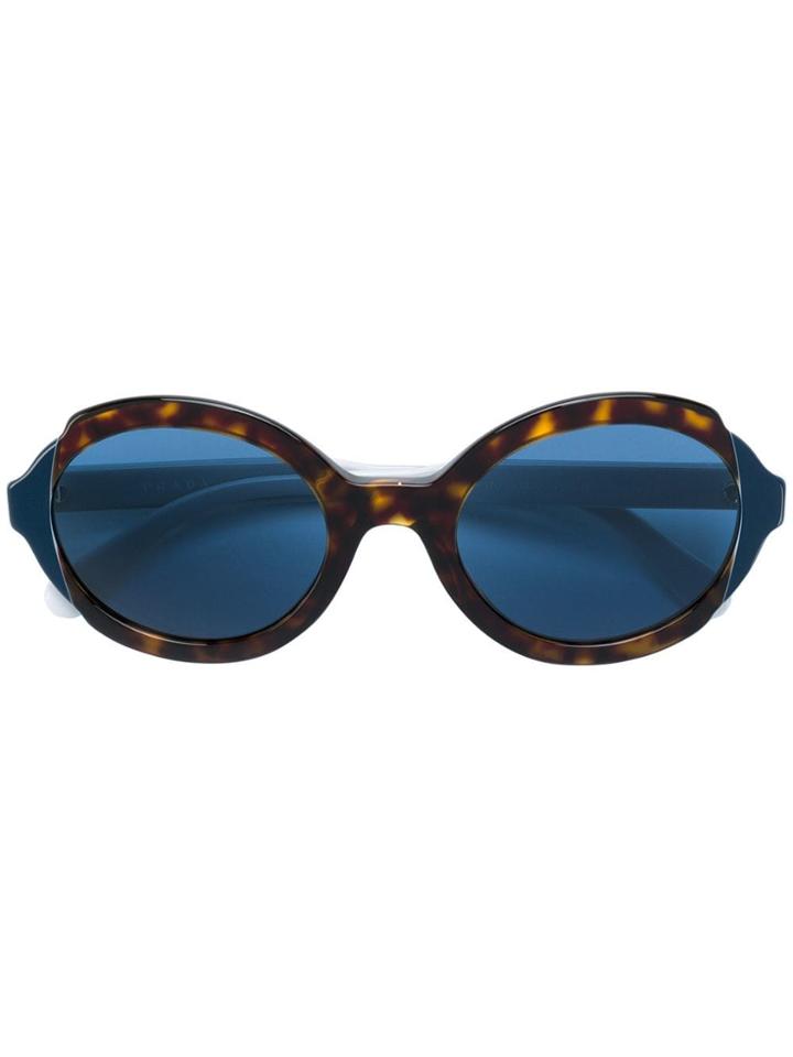 Prada Eyewear Tortoiseshell-effect Round Frame Sunglasses - Brown