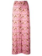 Giorgia Fiore Doll Print Trousers, Women's, Size: 40, Pink/purple, Cotton