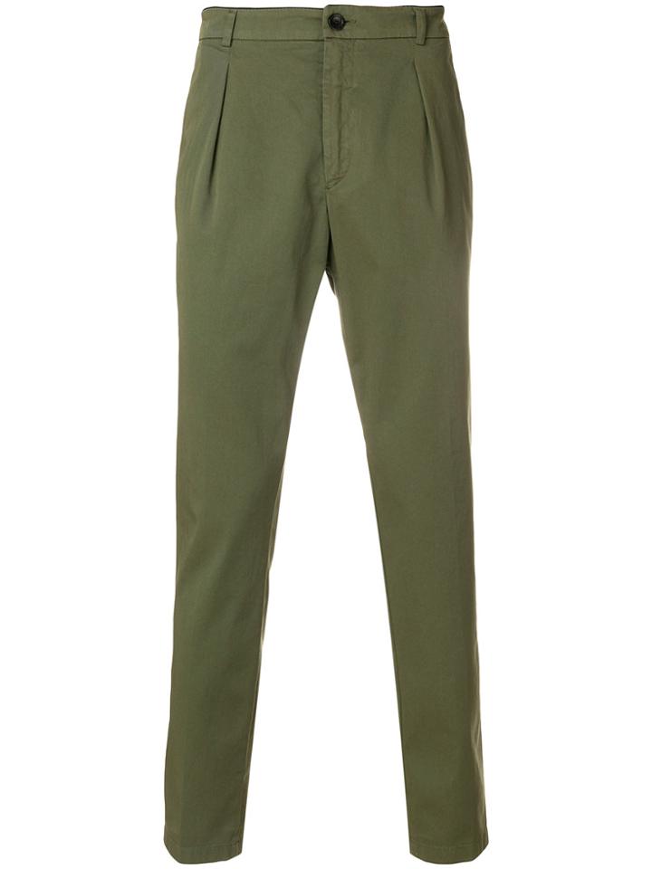 Department 5 Front Pleat Cropped Trousers - Green