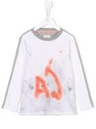 Armani Junior Graffiti Logo Print Top, Boy's, Size: 7 Yrs, White