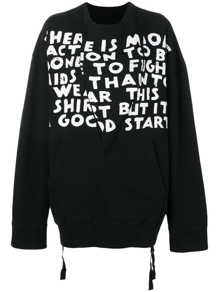 Mm6 Maison Margiela Panelled Slogan Print Sweatshirt - Black