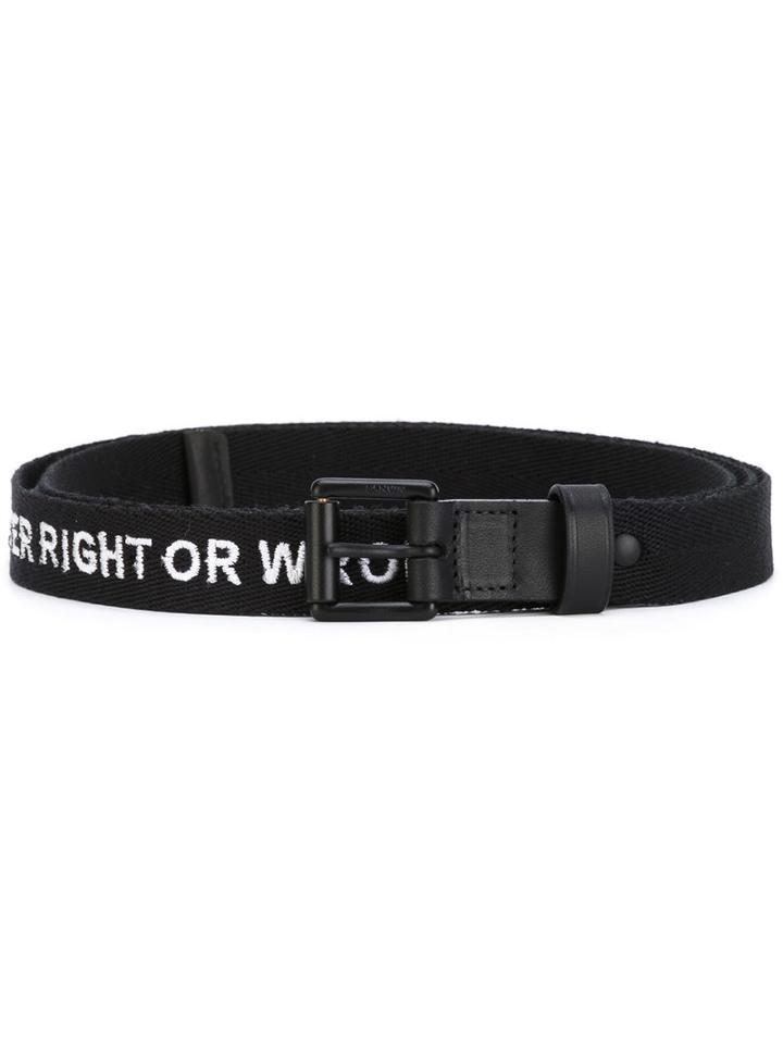 Lanvin - Embroidered Phrase Belt - Men - Calf Leather/polyester - 100, Black, Calf Leather/polyester