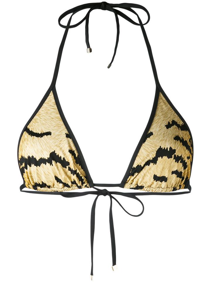 Dsquared2 - Tiger Print Triangle Bikini Top - Women - Polyamide/spandex/elastane - 44, Black, Polyamide/spandex/elastane
